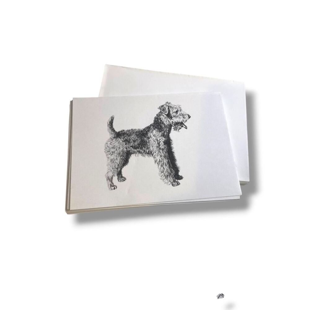 Set of 18 Blank Note Cards and Envelopes Welsh Terrier Pen Ink Print